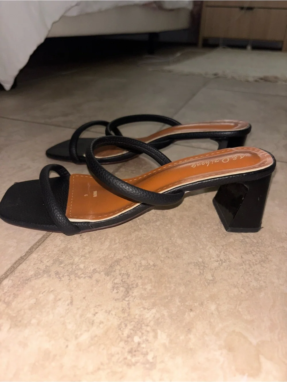 Black Strappy Square-Toe Sandals